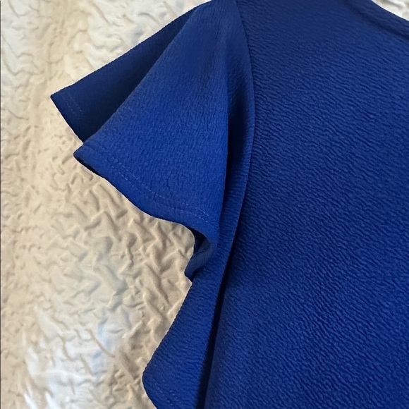 Chic Blue Ruffle Mini Dress - Picture 2 of 4